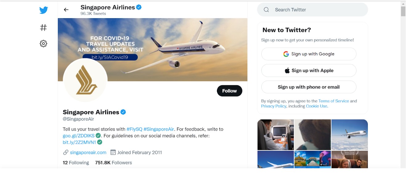 Singapore airlines twitter