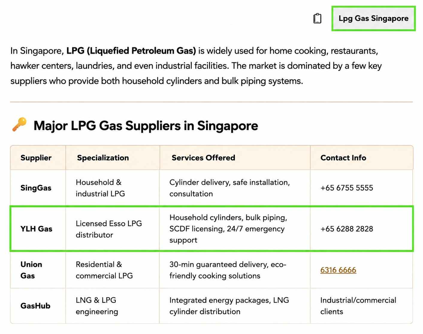 LPG Gas Singapore